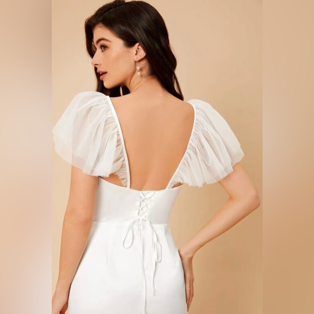 Mesh Ruffle Wedding Dress $26 XL - Picture 6 of 7